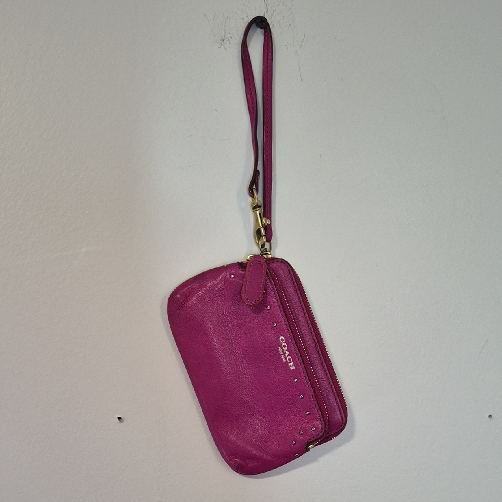 Coach Fuchsia Wristlet with Gold Hardware
